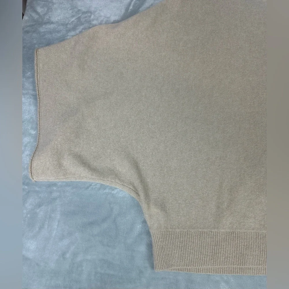 Anthropologie Cashmere Poncho Sweater Plus 1X Beige Boxy Boat Neck Old Money New - Picture 5 of 10